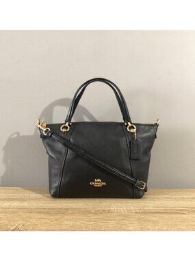 Coach Kacey C6229 Satchel in Black Pebbled Leather Crossbody Handbag MSRP $378